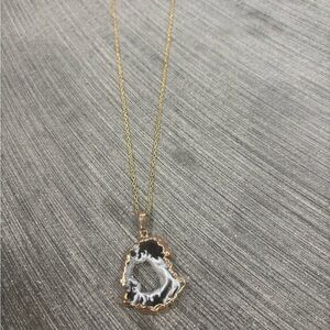 Gold and Black Geode Pendant Necklace
